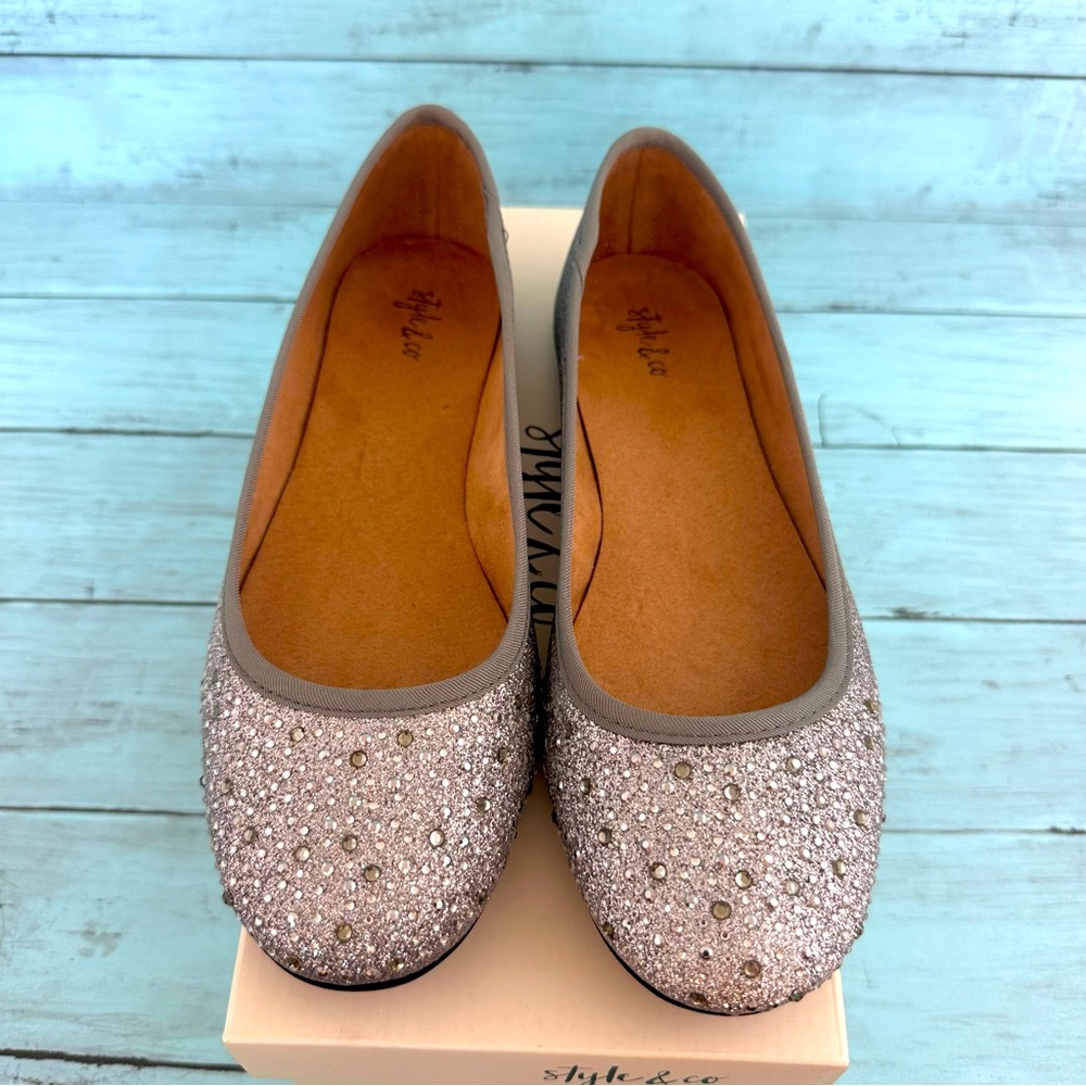 Style & Co Angelynn Pewter Silver Flats for Macy’s 9M